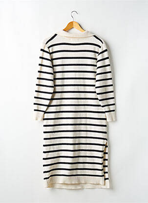 Robe pull col v manches longues beige STUDIO 21 femme