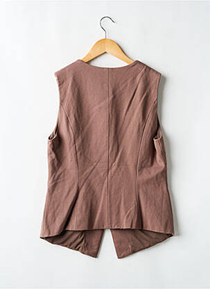 Gilet sans manche fausses poches marron OGL femme