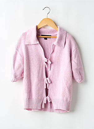Gilet manches courtes resserrée sur le bas rose ZARA femme