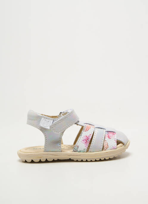 Mules/sabots tissage satiné bout rond argent NATURINO fille