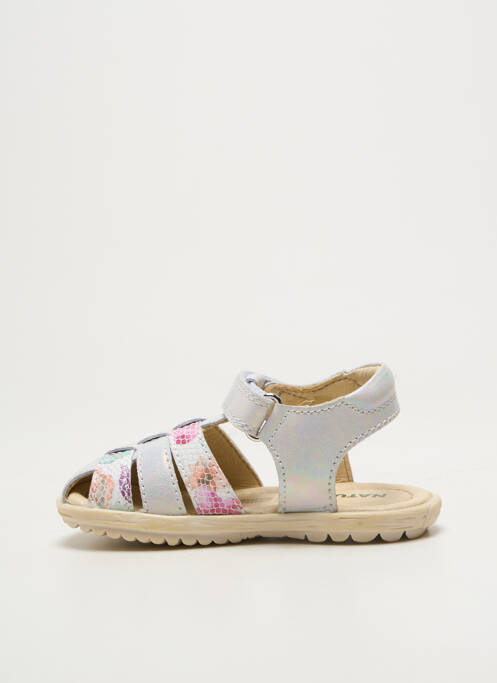 Mules/sabots tissage satiné bout rond argent NATURINO fille
