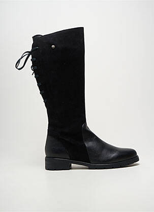 Bottes tissage satiné talon plat jusqu'à 3cm noir VALERIA'S femme