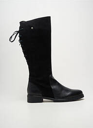Bottes tissage satiné talon plat jusqu'à 3cm noir VALERIA'S femme