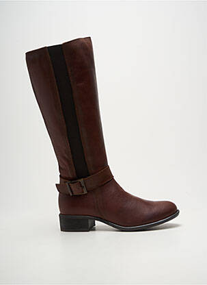 Bottes tissage satiné talon plat jusqu'à 3cm marron CHACAL femme
