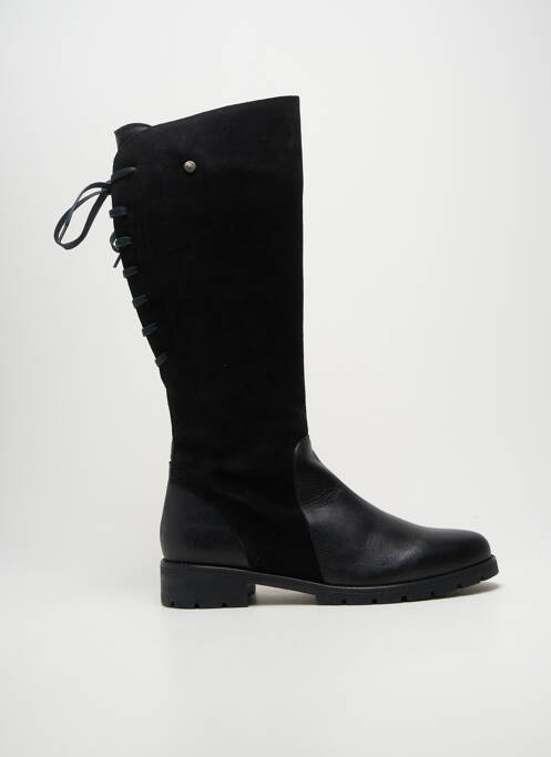 Bottes tissage satiné talon plat jusqu'à 3cm noir VALERIA'S femme