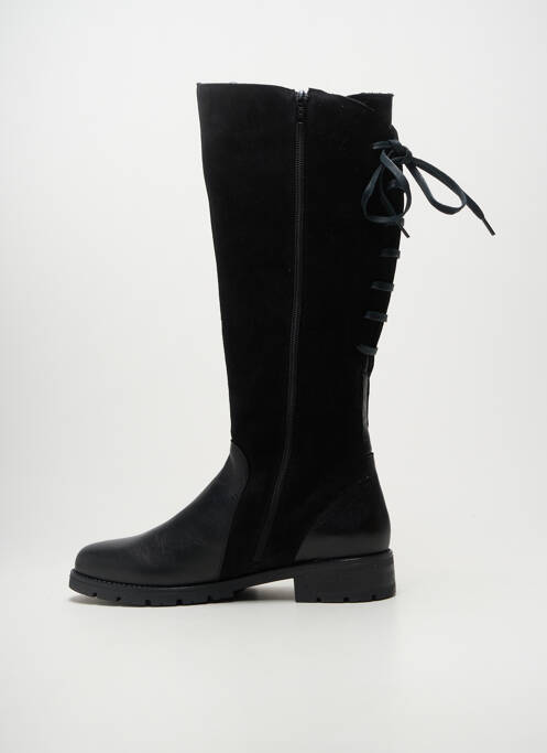 Bottes tissage satiné talon plat jusqu'à 3cm noir VALERIA'S femme