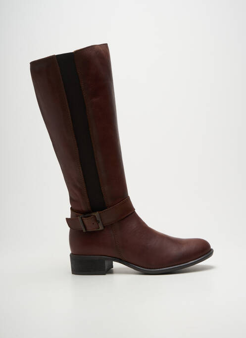 Bottes tissage satiné talon plat jusqu'à 3cm marron CHACAL femme