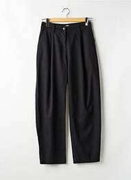 Pantalon droit tissage popeline taille haute noir WEEKDAY femme