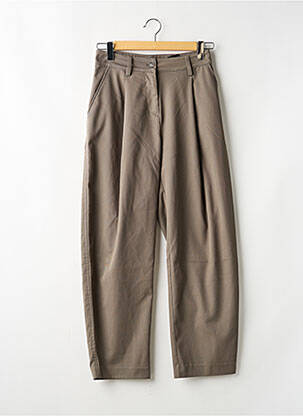 Pantalon droit tissage popeline taille haute gris WEEKDAY femme