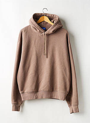 Sweat-shirt à capuche tissage jersey manches longues marron DECATHLON femme