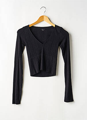Pull coupe cintrée manches longues noir SANS MARQUE femme