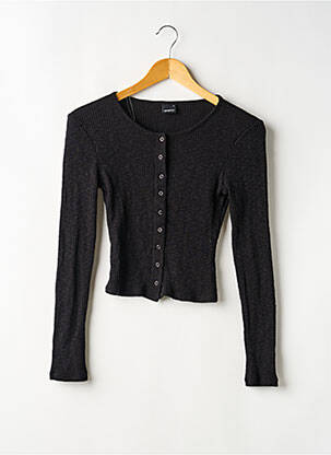 Gilet manches longues col rond noir GINA TRICOT femme