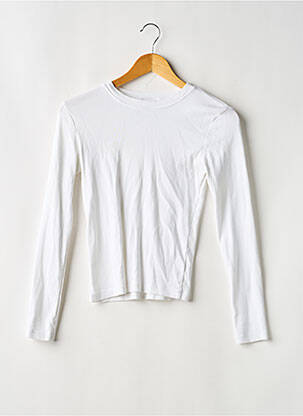 T-shirt manches longues manches longues blanc TOPSHOP femme