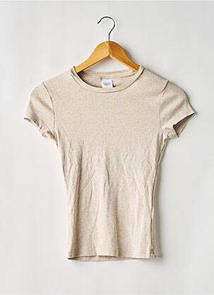 T-shirt stretch manches courtes beige GINA TRICOT femme