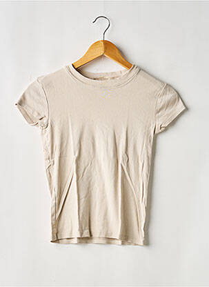 T-shirt stretch manches courtes beige TOPSHOP femme