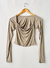 Top tissage jersey manches longues gris GINA TRICOT femme