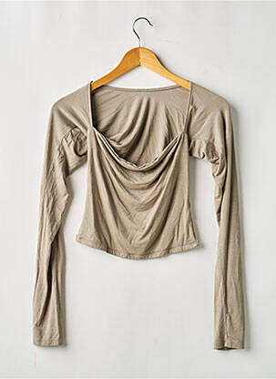 Top tissage jersey manches longues gris GINA TRICOT femme