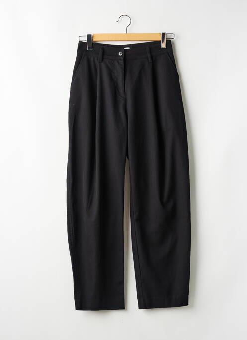Pantalon droit tissage popeline taille haute noir WEEKDAY femme
