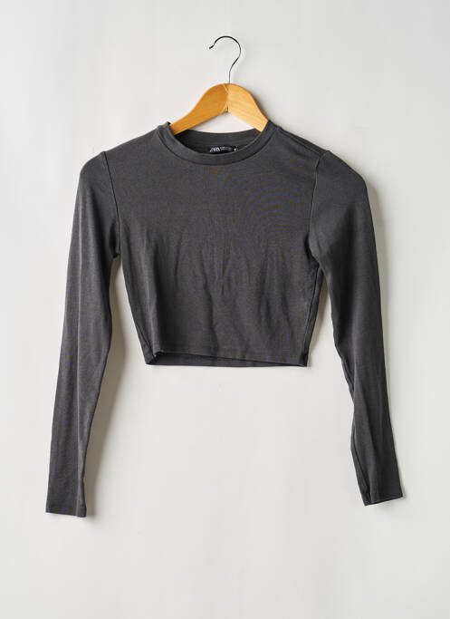Top tissage jersey manches longues gris ZARA femme
