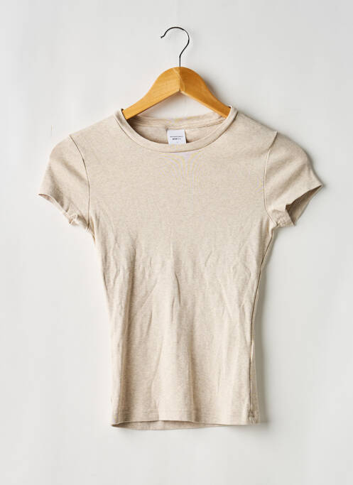 T-shirt stretch manches courtes beige GINA TRICOT femme