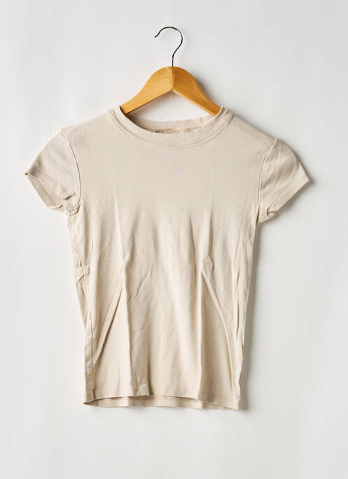 T-shirt stretch manches courtes beige TOPSHOP femme