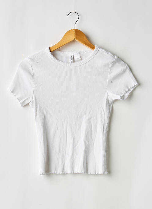 T-shirt stretch manches courtes blanc DIVIDED H&M femme