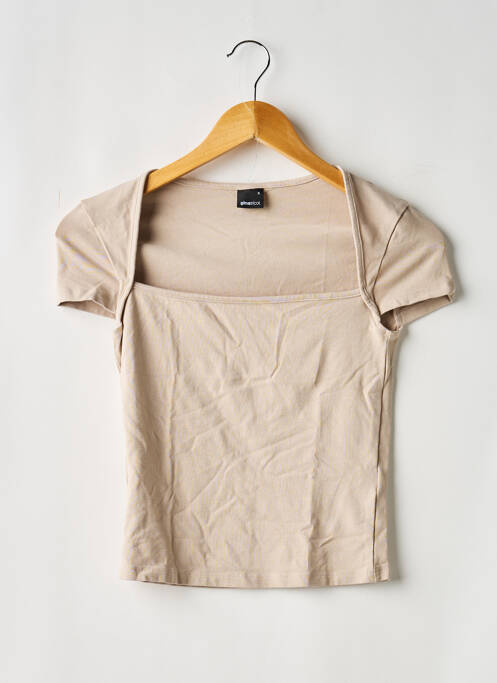 T-shirt stretch manches courtes marron GINA TRICOT femme