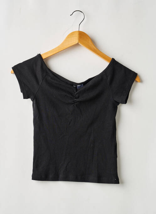 Top stretch manches courtes noir DIVIDED H&M femme