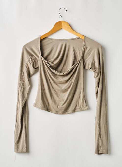 Top tissage jersey manches longues gris GINA TRICOT femme