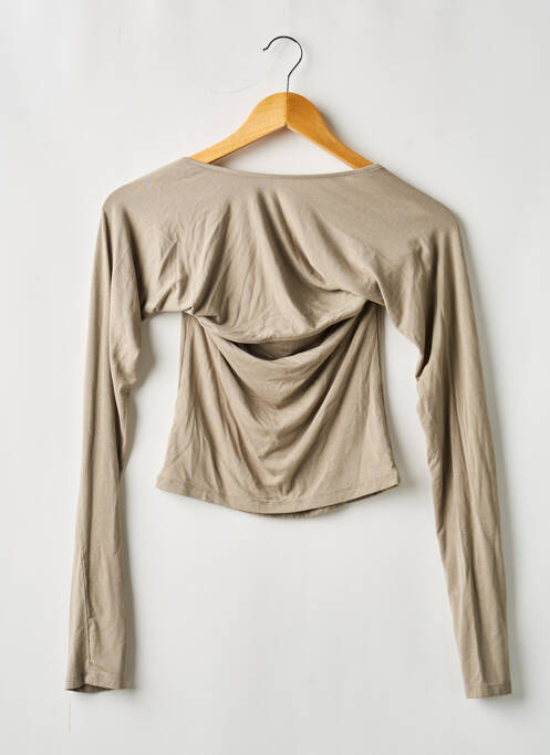 Top tissage jersey manches longues gris GINA TRICOT femme