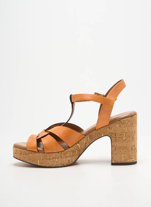 Sandales/nu pieds semi compensé talon de 7 à 9cm orange MARCO TOZZI femme