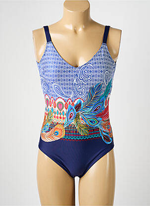 Maillot de bain 1 pièce imprimé fantaisie bleu ROSE POMME femme