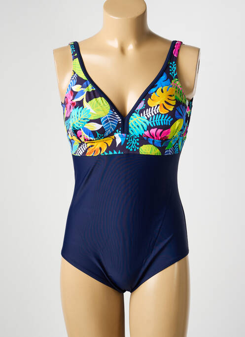 Maillot de bain 1 pièce imprimé fantaisie bleu ROSE POMME femme
