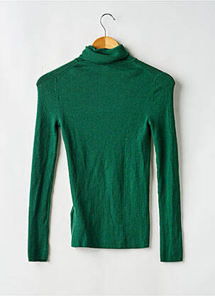 Pull col roulé tissage côtelé manches longues vert UNIQLO femme