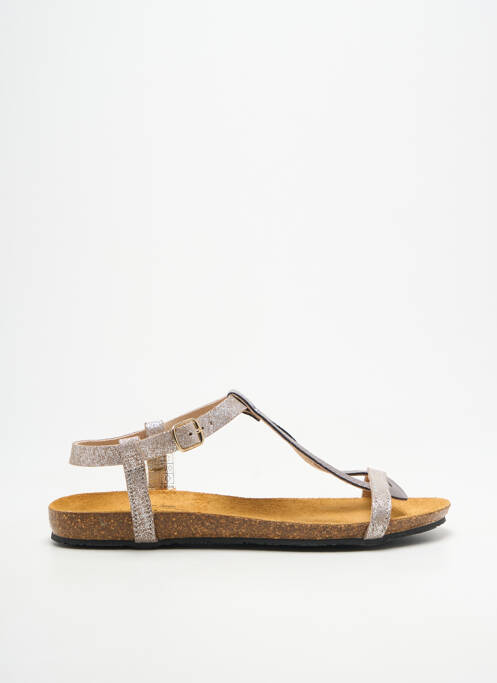 Sandales/nu pieds tissage satiné talon plat jusqu'à 3cm argent PLAKTON femme