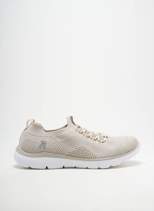 Baskets fermeture elastique talon plat jusqu'à 3cm beige RIEKER femme