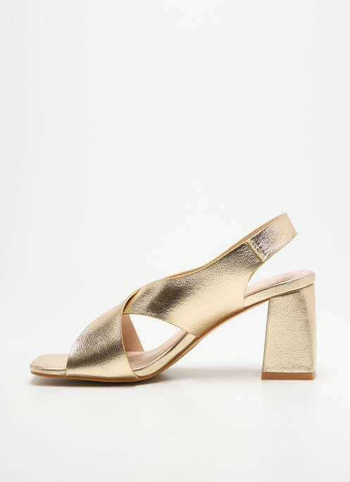 Sandales/nu pieds tissage satiné talon de 7 à 9cm or VANESSA WU femme
