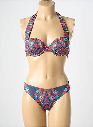 Maillot de bain 2 pièces stretch haut soutien-gorge moulé gris BLUELOBSTER femme