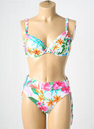 Maillot de bain 2 pièces stretch haut soutien-gorge emboitant blanc MISS CARAÏBES femme