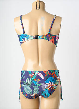 Maillot de bain 2 pièces stretch haut bandeau bleu LAGON BLEU femme