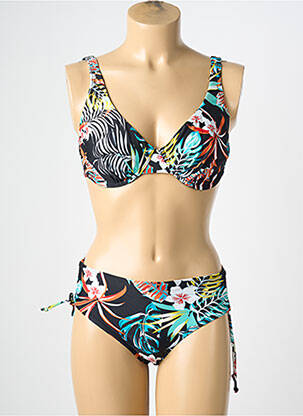 Maillot de bain 2 pièces stretch haut soutien-gorge emboitant noir LAGON BLEU femme