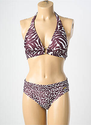 Maillot de bain 2 pièces stretch haut triangles violet MISS CARAÏBES femme