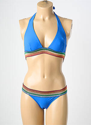 Maillot de bain 2 pièces stretch haut triangles bleu TATIANE DE FREITAS femme