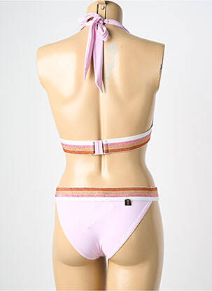 Maillot de bain 2 pièces stretch haut triangles rose TATIANE DE FREITAS femme