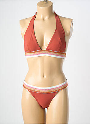 Maillot de bain 2 pièces stretch haut triangles orange TATIANE DE FREITAS femme