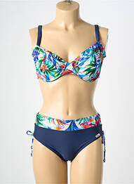Maillot de bain 2 pièces stretch haut soutien-gorge emboitant bleu MISS CARAÏBES femme