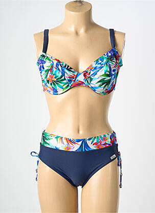 Maillot de bain 2 pièces stretch haut soutien-gorge emboitant bleu MISS CARAÏBES femme