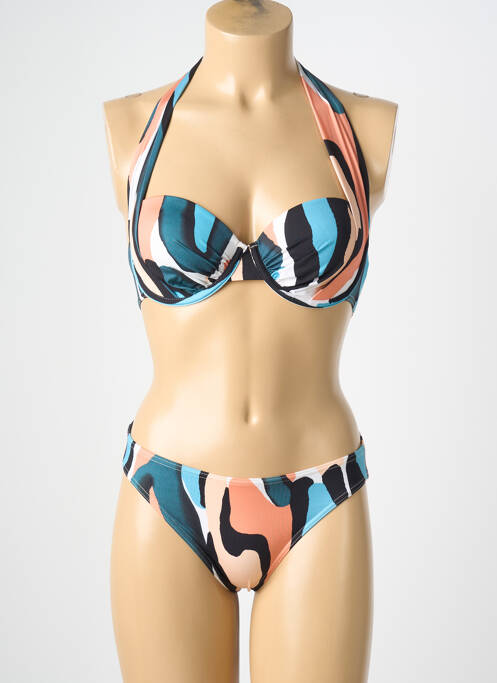 Maillot de bain 2 pièces stretch haut soutien-gorge balconnet bleu BLUELOBSTER femme