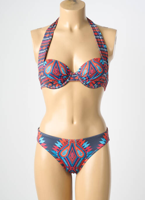 Maillot de bain 2 pièces stretch haut soutien-gorge moulé gris BLUELOBSTER femme