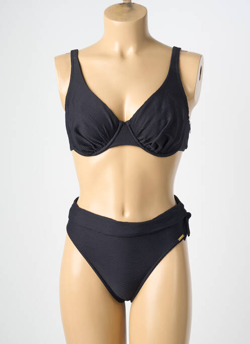Maillot de bain 2 pièces stretch haut soutien-gorge emboitant noir MISS CARAÏBES femme